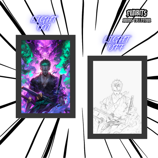 FunBits™ Zoro (One Piece) Art Frame Night Light Table Lamp Bingkai Glow ┃5X7 ┃Type C Powered